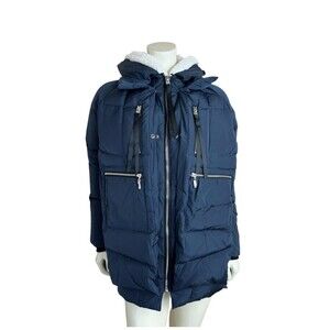 Orolay Blue Down Coat Womens 2xs Hooded Zip Pockets Jacket Winter